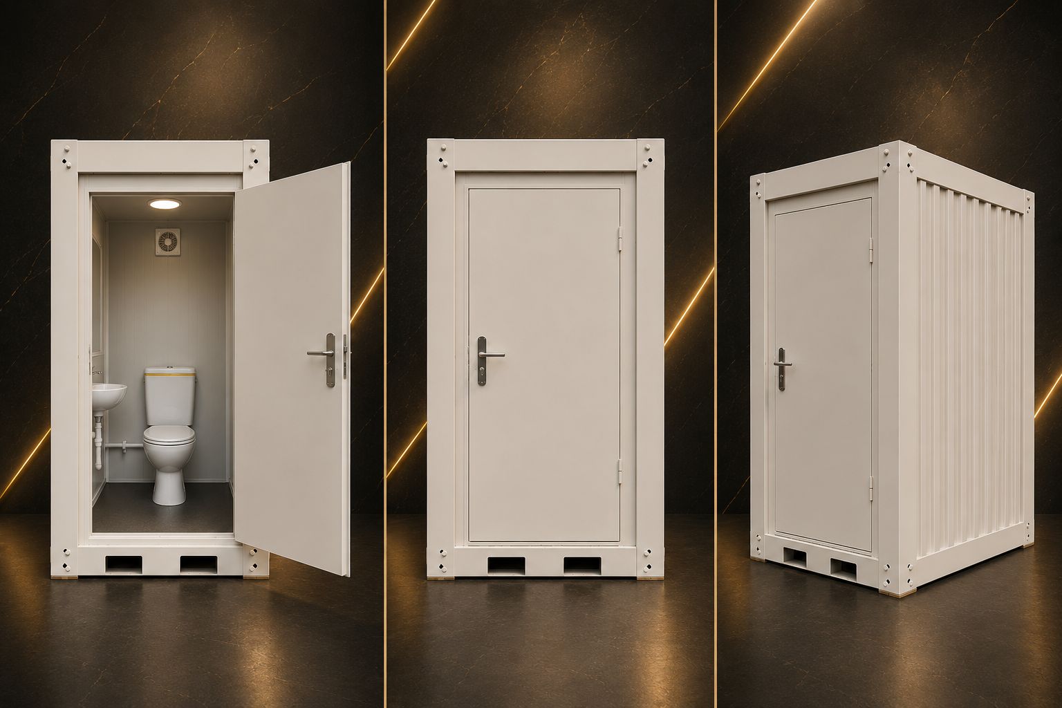 Kontener sanitarny WC - POJEDYNCZA TOALETA GOTOWA DO PODŁĄCZENIA - RAL 9002