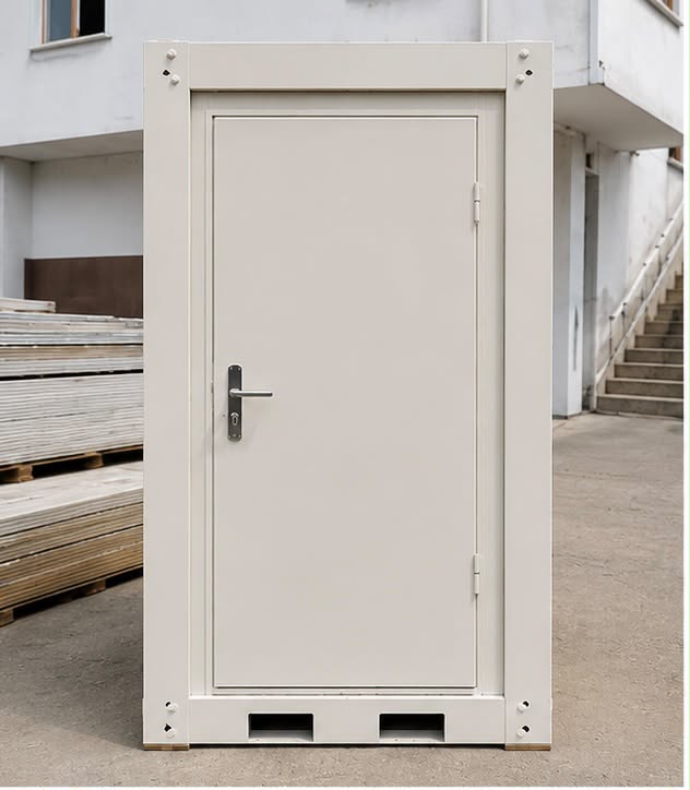Kontener sanitarny WC - POJEDYNCZA TOALETA GOTOWA DO PODŁĄCZENIA - RAL 9002
