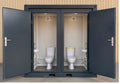Kontener sanitarny WC+WC - KONTENER TOALETOWY 2-STANOWISKOWY GOTOWY DO PODŁĄCZENIA - Antracyt