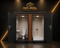 Kontener sanitarny WC+Prysznic czarny z lamelami - front | SD Pol