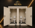 Kontener sanitarny WC+WC biały - widok zewnętrzny frontu | SD Pol